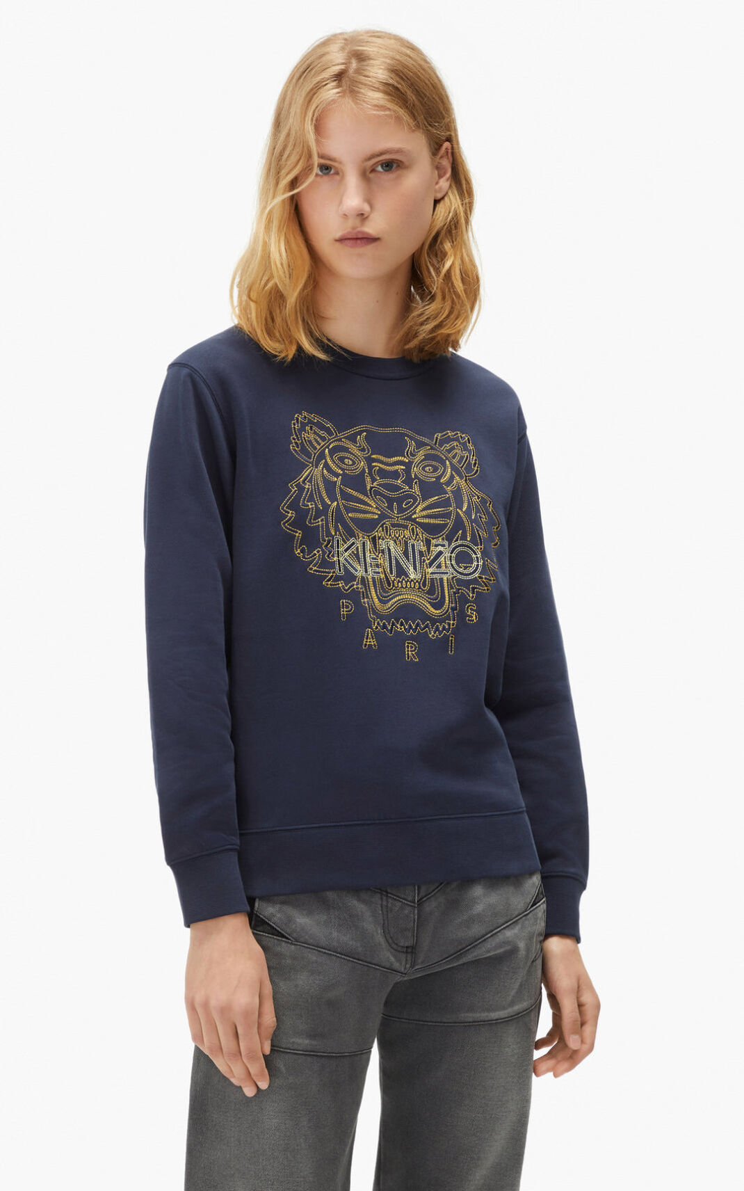 Sweatshirt Kenzo Tiger Feminino - Azul Marinho Azuis | 402DIAWBX